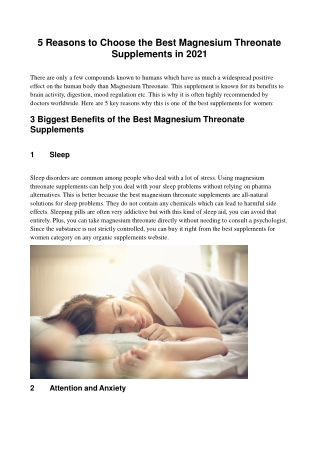 5 Reasons to Choose the Best Magnesium Threonate Supplements in 2021