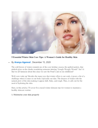 5 Essential Winter Skin Care Tips: A Woman’s Guide for Healthy Skin