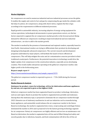 Air Compressor Market Research Report- Forecast to 2023