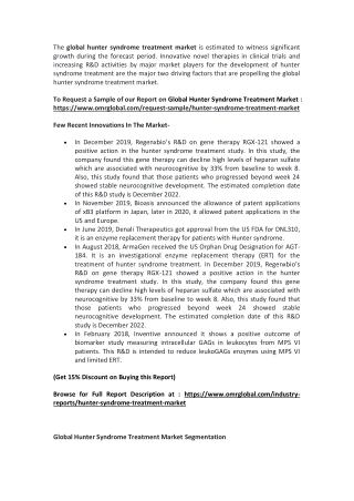 Global Hunter Syndrome Treatment Market  Size, Segmentation, Share, Forecast, Analysis, Industry Report to 2019-2025