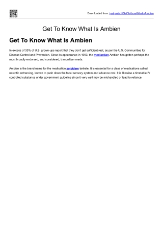 Get To Know What Is Ambien