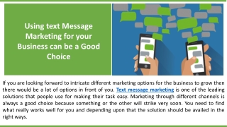 Using text Message Marketing for your Business can be a Good Choice