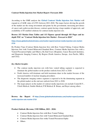 Contrast Media Injection Sets Market Research Report