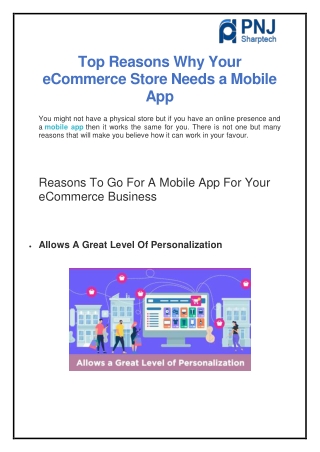 Top Reasons Why Your eCommerce Store Needs a Mobile App