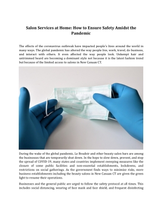 Salon Services at Home: How to Ensure Safety Amidst the Pandemic