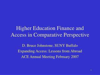 Higher Education Finance and Access in Comparative Perspective