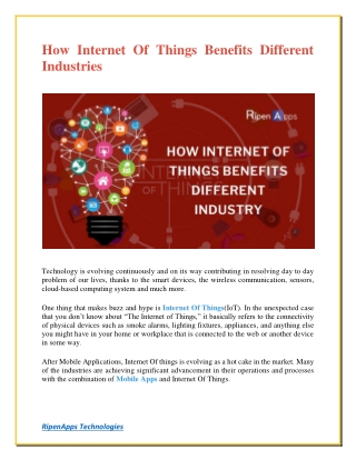 How Internet Of Things Benefits Different Industries