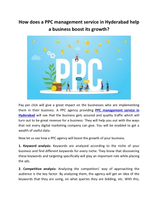 How does a PPC management service in Hyderabad help a business boost its growth?