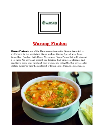 5% Off - Warong Malaysian Findon takeaway Menu, SA