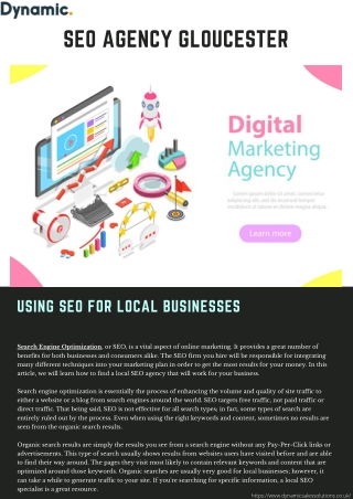 Using SEO for Local Businesses | Dynamic 2021