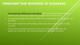 Permanent Skin Whitening in Islamabad