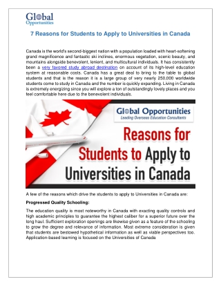 7 Reasons for Students to Apply to Universities in Canada