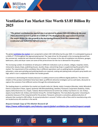 Ventilation Fan Market Size Worth $3.85 Billion By 2025