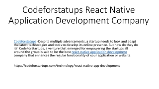 Codeforstatups React Native Application Development Company