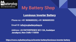 Online Luminous Inverter Battery