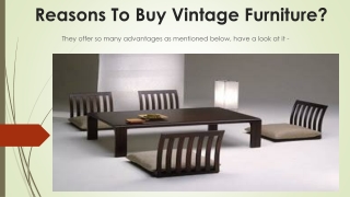 Reasons to Buy Vintage Furniture?
