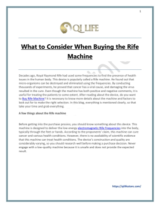 What to Consider When Buying the Rife Machine