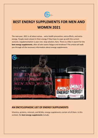 BEST ENERGY SUPPLEMENTS FOR MEN AND WOMEN 2021