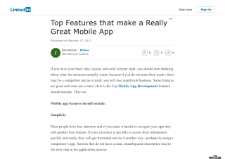 Top Features that make a Really Great Mobile App