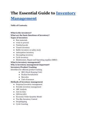 The Essential Guide to Inventory Management