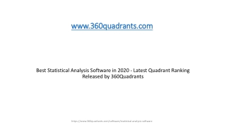 Best Statistical Analysis Software in 2020 - Latest Quadrant Ranking Released by 360Quadrants