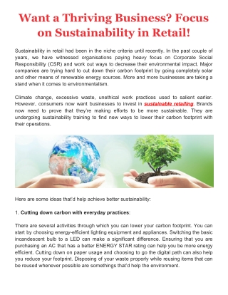 Want a Thriving Business? Focus on Sustainability in Retail!