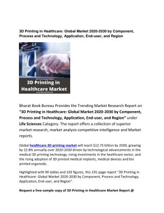 Global 3D Printing in Healthcare Market Forecast 2020 2030