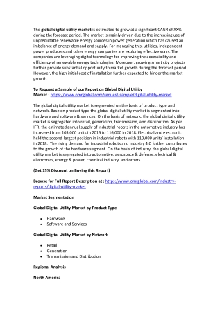 Global Digital Utility Market 2019 Analysis May Set New Growth Story, Forecast to 2025