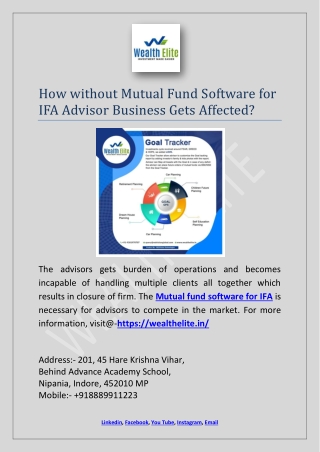 How without Mutual Fund Software for IFA Advisor Business Gets Affected?