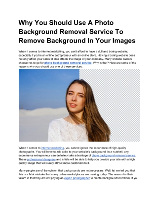 Why You Should Use A Photo Background Removal Service To Remove Shapely Background