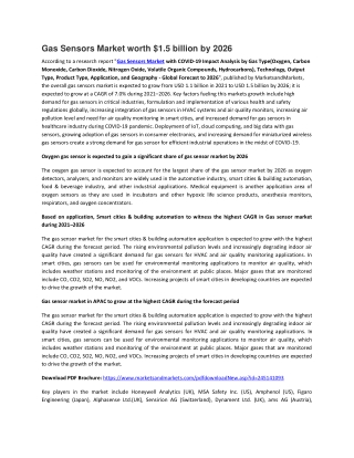 Gas Sensors Market with COVID-19 Impact Analysis