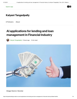 Ai applications for lending and loan management in financial industry