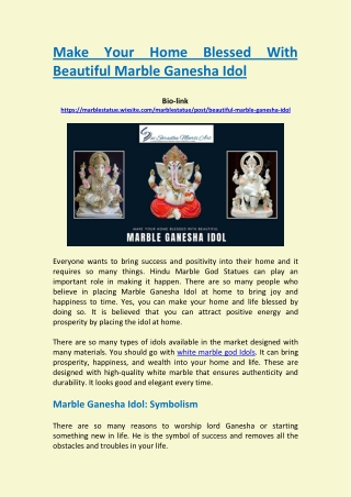 Make Your Home Blessed With Beautiful Marble Ganesha Idol