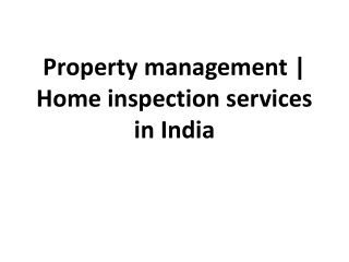 Property management | Home inspection services in India