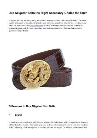 Are Alligator Belts the Right Accessory Choice for You?