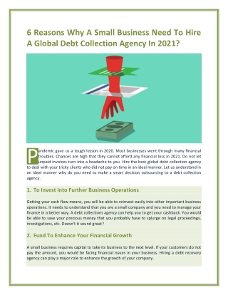 6 Reasons Why A Small Business Need To Hire A Global Debt Collection Agency In 2021?