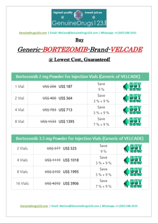 Buy Bortezomib Velcade Injection at the Lowest Cost