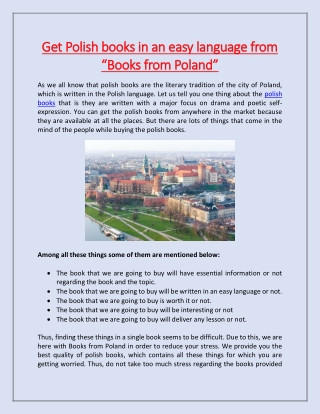 Get Polish books in an easy language from “Books from Poland”