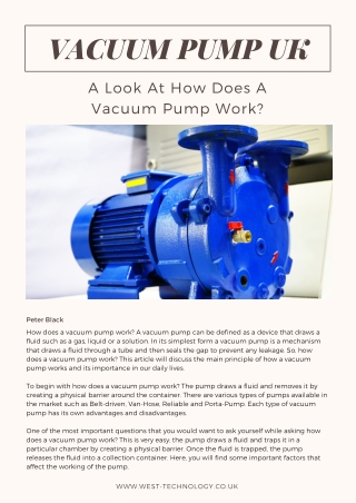 How Does a Vacuum Pump Work?