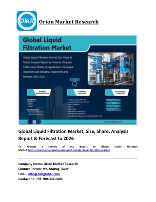 Global Liquid Filtration Market Trends, Size, Competitive Analysis and Forecast 2020-2026