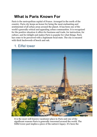 What is Paris Known For