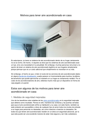 Motivos Para Tener Aire Acondicionado En Casa