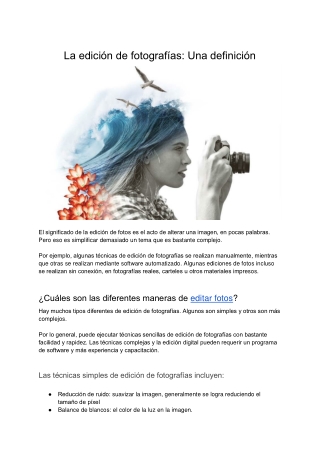 La Edición De Fotografías: Una Definición