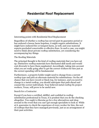 Residential Roof Replacement