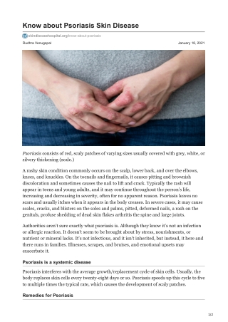 Know About Psoriasis Skin Disease