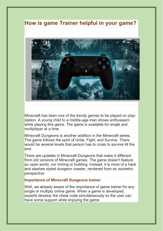 How is game Trainer helpful in your game?