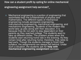 How can a student profit by opting for online mechanical engineering assignment help services?