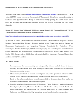 COVID-19 Impact on Global Medical Device Connectivity Market