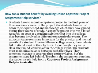 How can a student benefit by availing Online Capstone Project Assignment Help services?