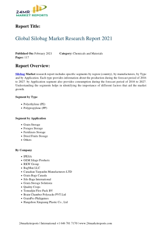 Silobag Market Research Report 2021